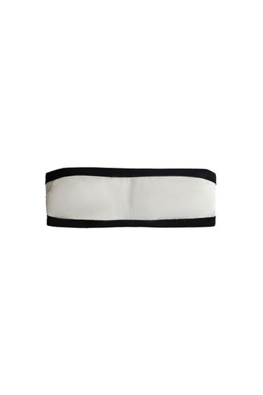 BIKINITOP MET CONTRAST STREEP - Ecru van Zara