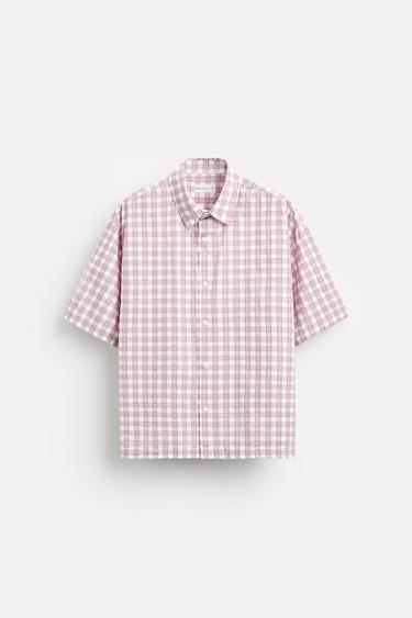 Zara PLAID SHIRT - Pink