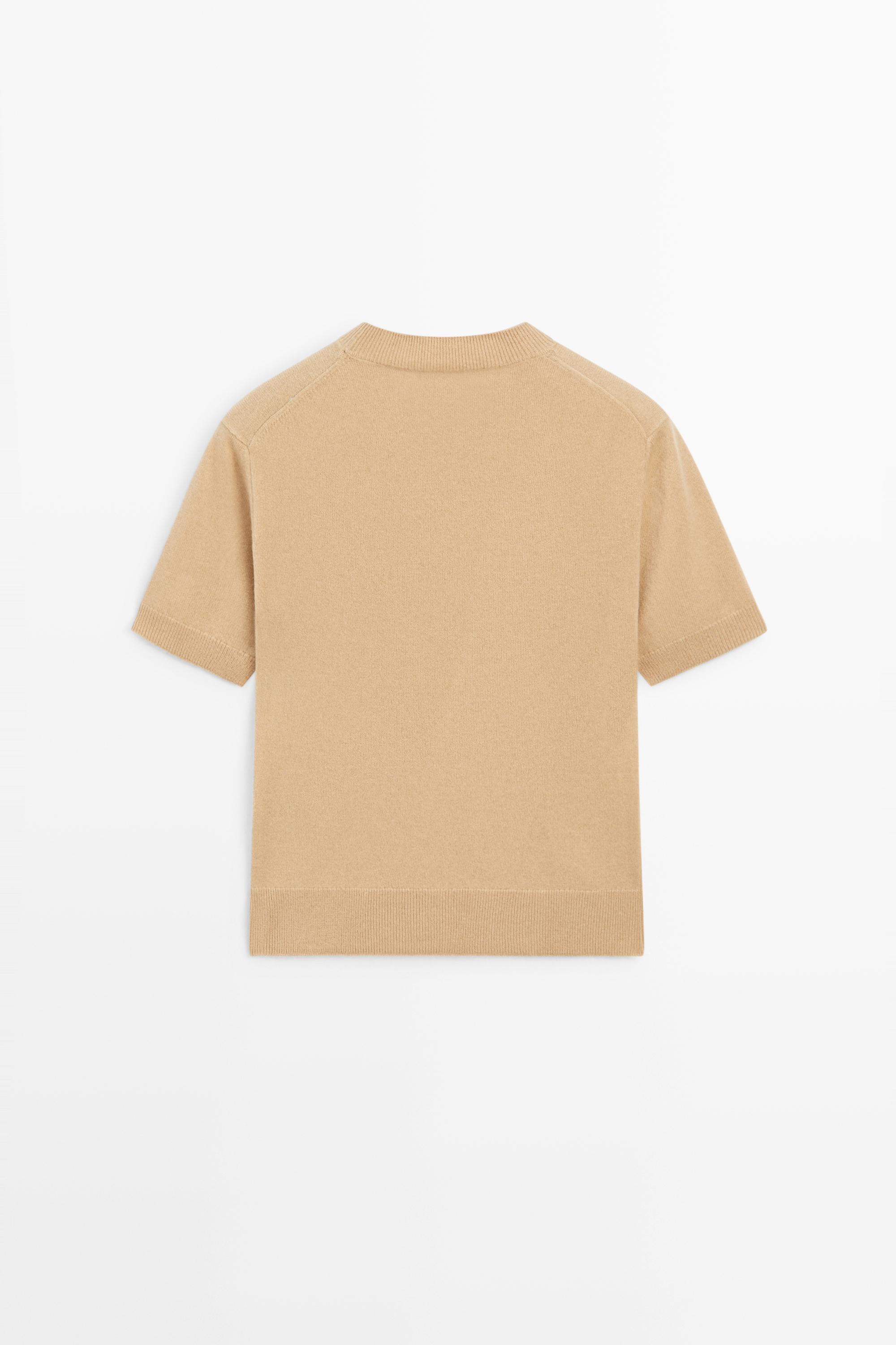 Short sleeve wool blend knit sweater