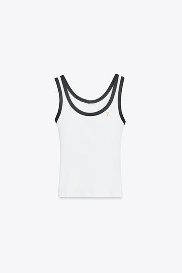 ZARA TOP WITH CONTRAST TRIMS AND BROOCH - White by Zara - Image 5