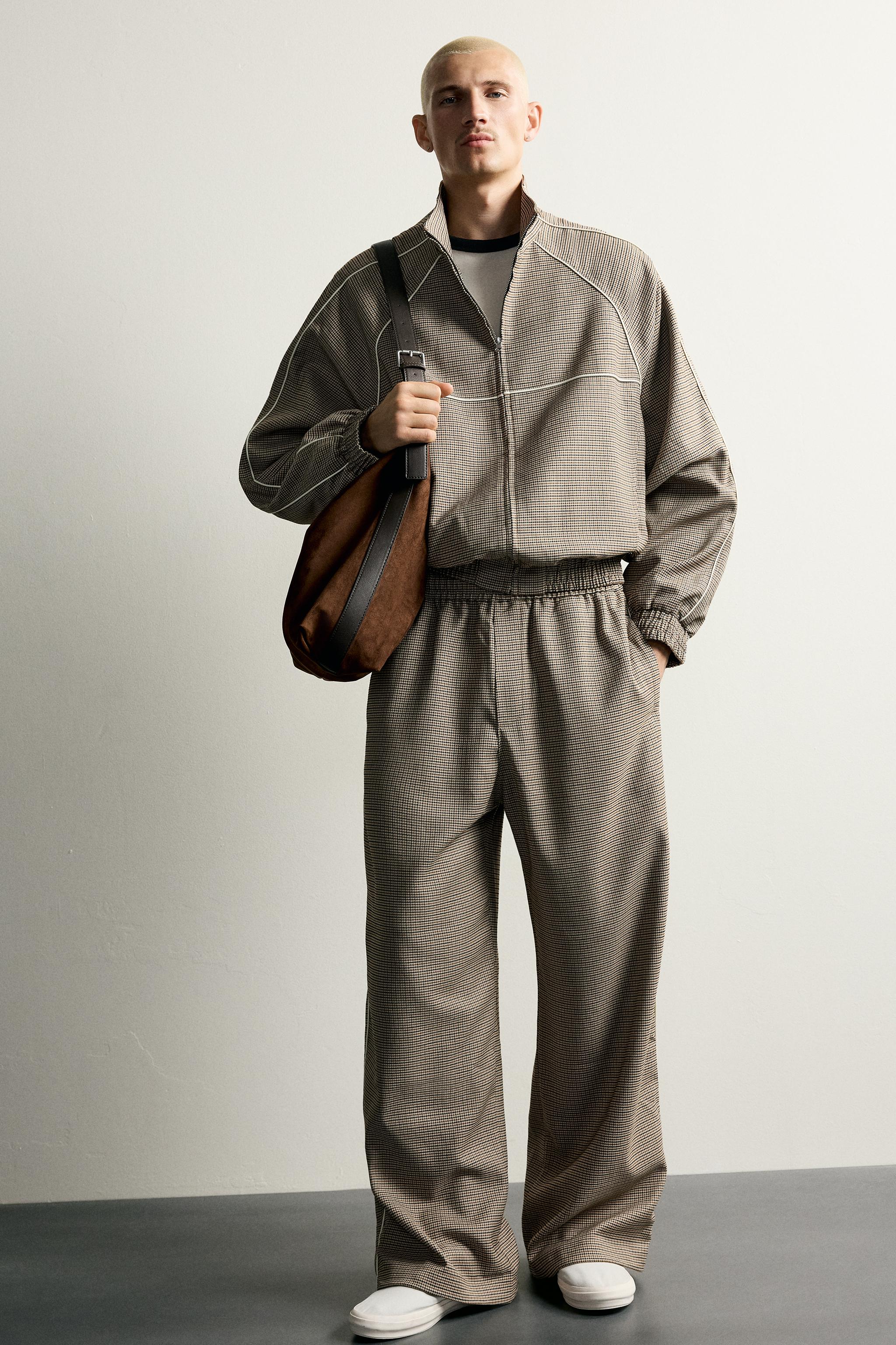 CONTRAST HOUNDSTOOTH RELAXED-FIT PANTS