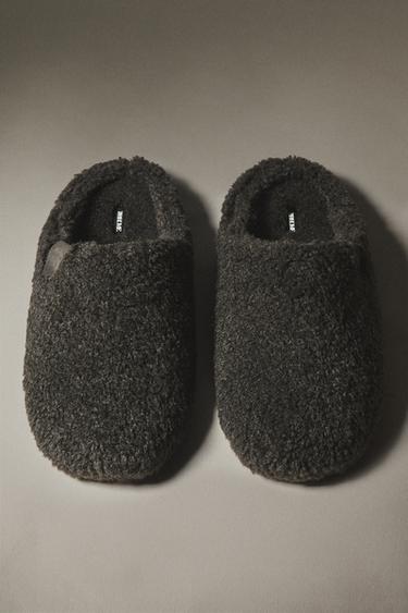 FAUX FUR SLIPPERS - Grey by Zara - Image 0
