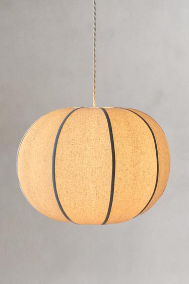 LARGE LINEN CEILING LAMP - Ecru by Zara