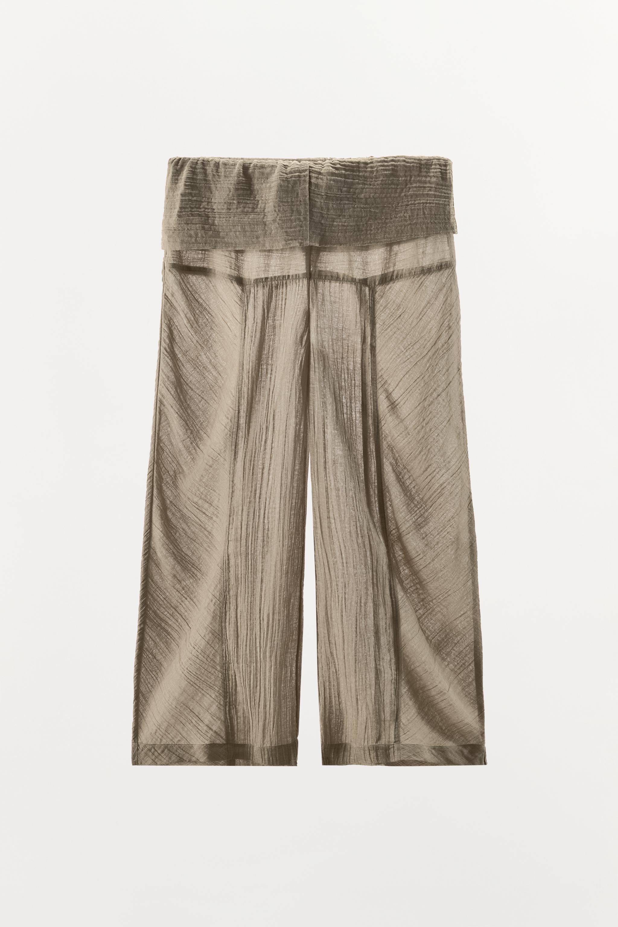 Женские брюки Zara TEXTURED LINEN BLEND TROUSERS — фото 3