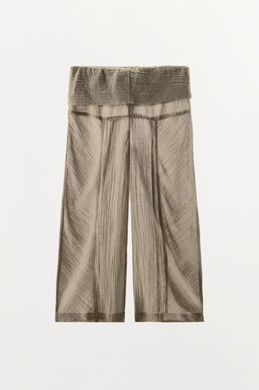 PANTALÓN MEZCLA LINO TEXTURA - Marrón / Topo de Zara