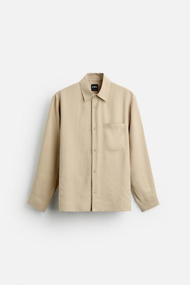 FLOWING REGULAR FIT SHIRT - Light tan by Zara