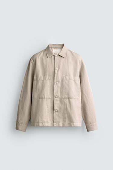 KEMEJA LUAR REGULAR FIT - Beige muda dari Zara
