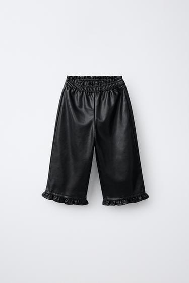 PANTALÓN CULOTTE EFECTO PIEL - Negro de Zara - Imagen 0
