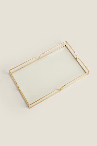 PLATEAU VERRE RECYCLABLE ET MÉTAL - Or de Zara - Image 1