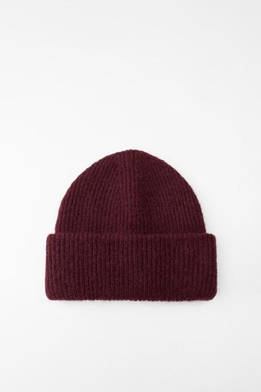 GORRO BEANIE PUNTO VUELTA - Burgundy de Zara