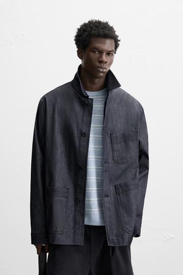 DENIM OVERSHIRT WITH POCKETS - Indigo by Zara
