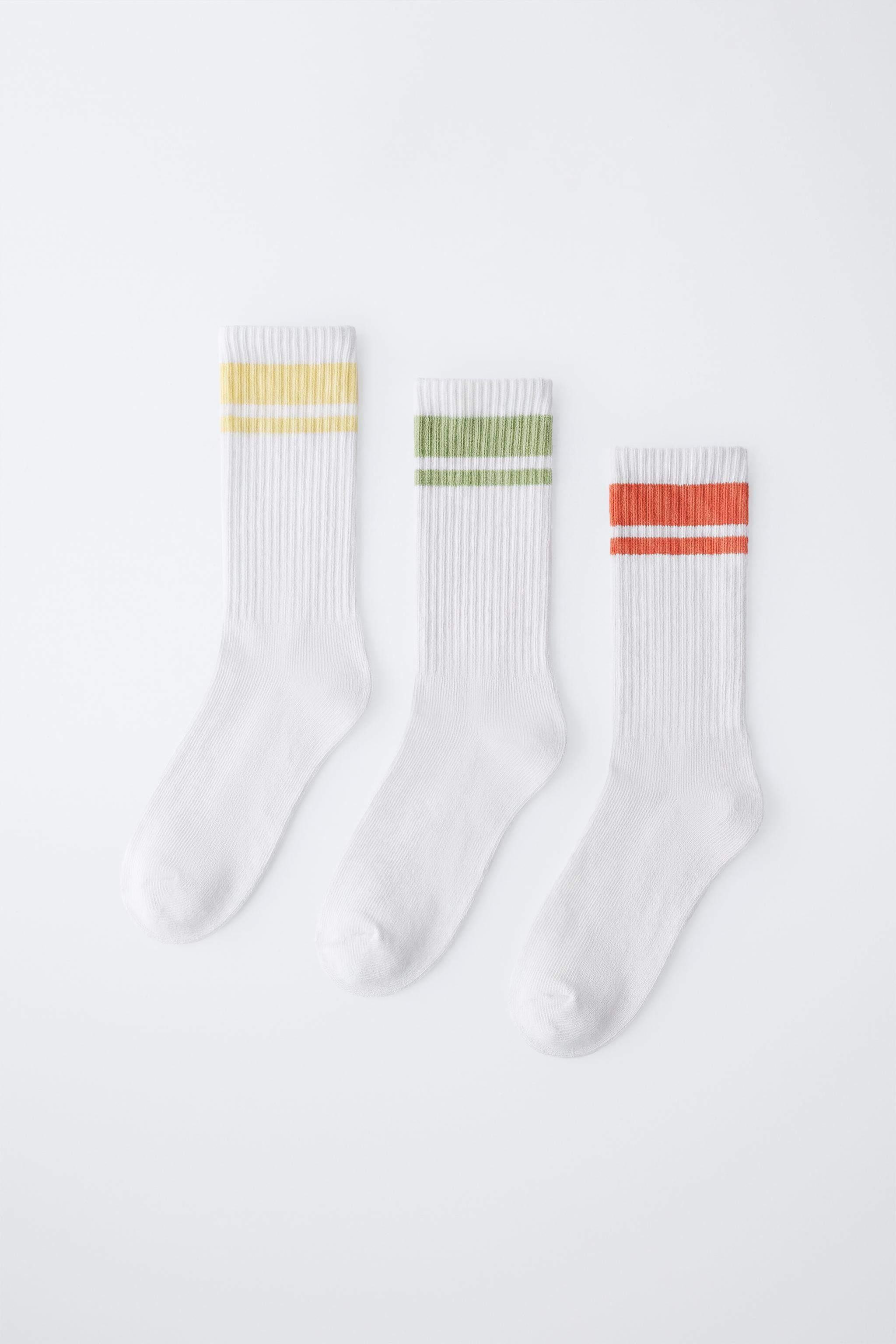 THREE-PACK OF SPORTY STRIPED TALL SOCKS