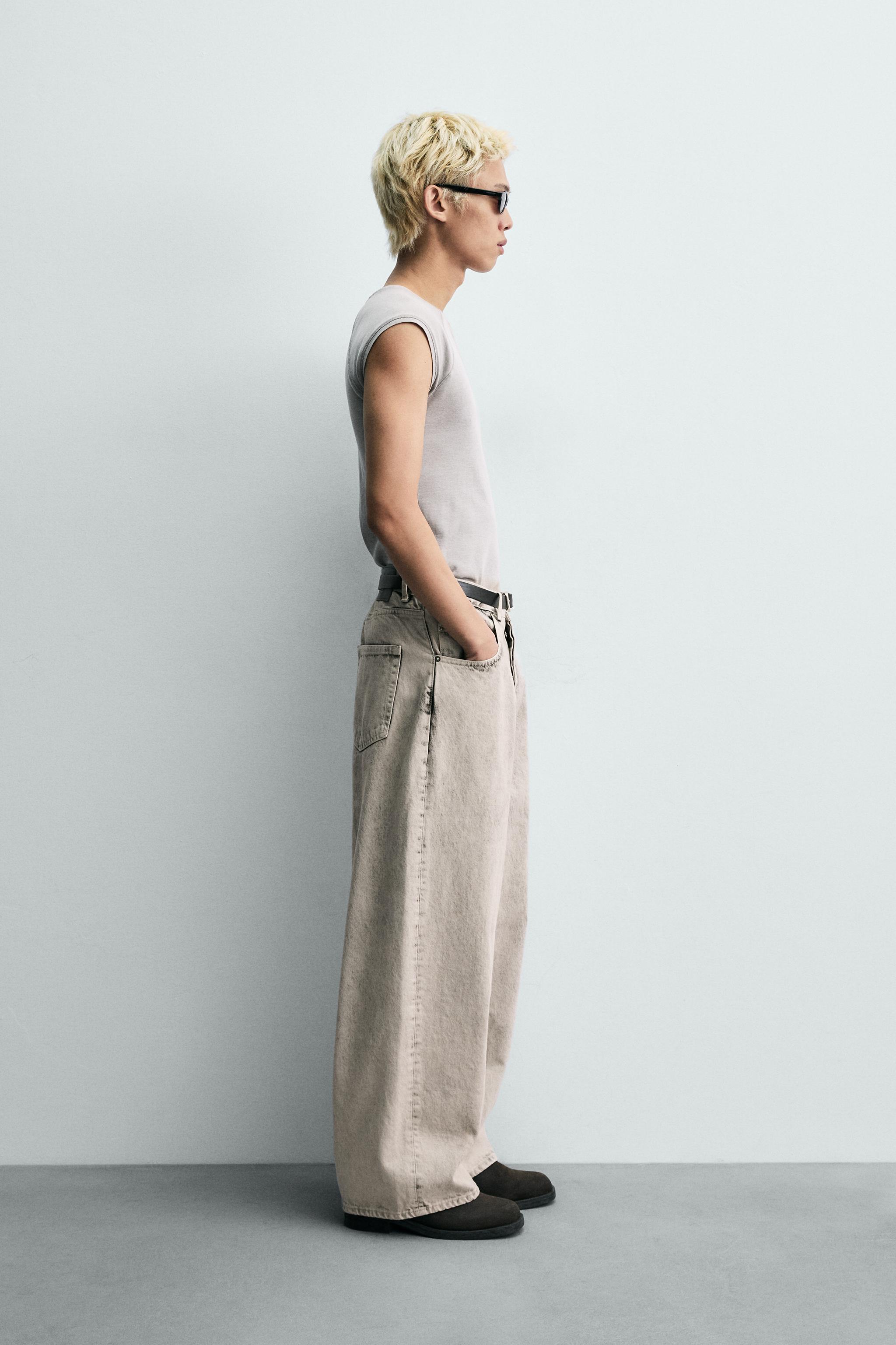 ブリーチウォッシュバギーフィットデニムパンツ - オフホワイト | ZARA