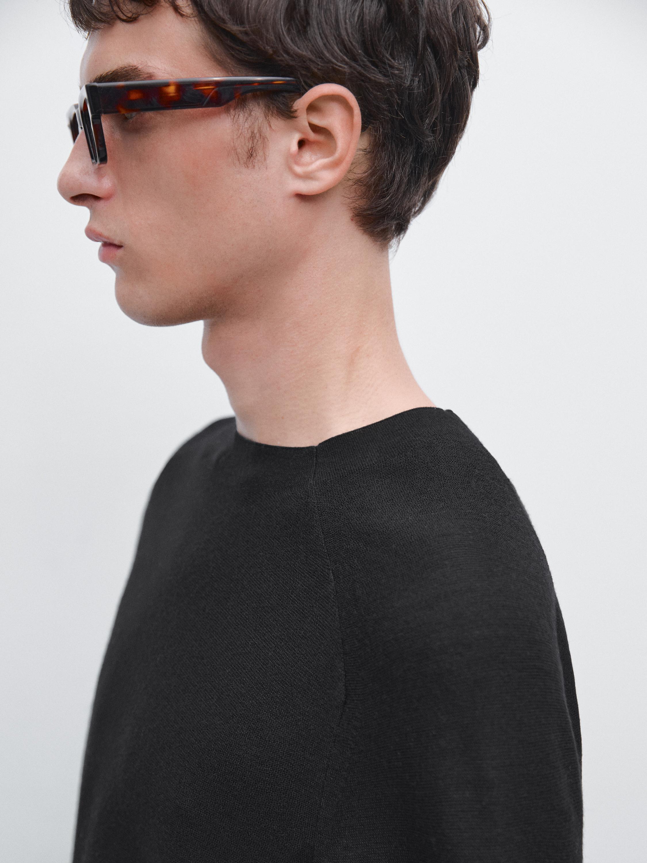 100% wool raglan sleeve knit sweater