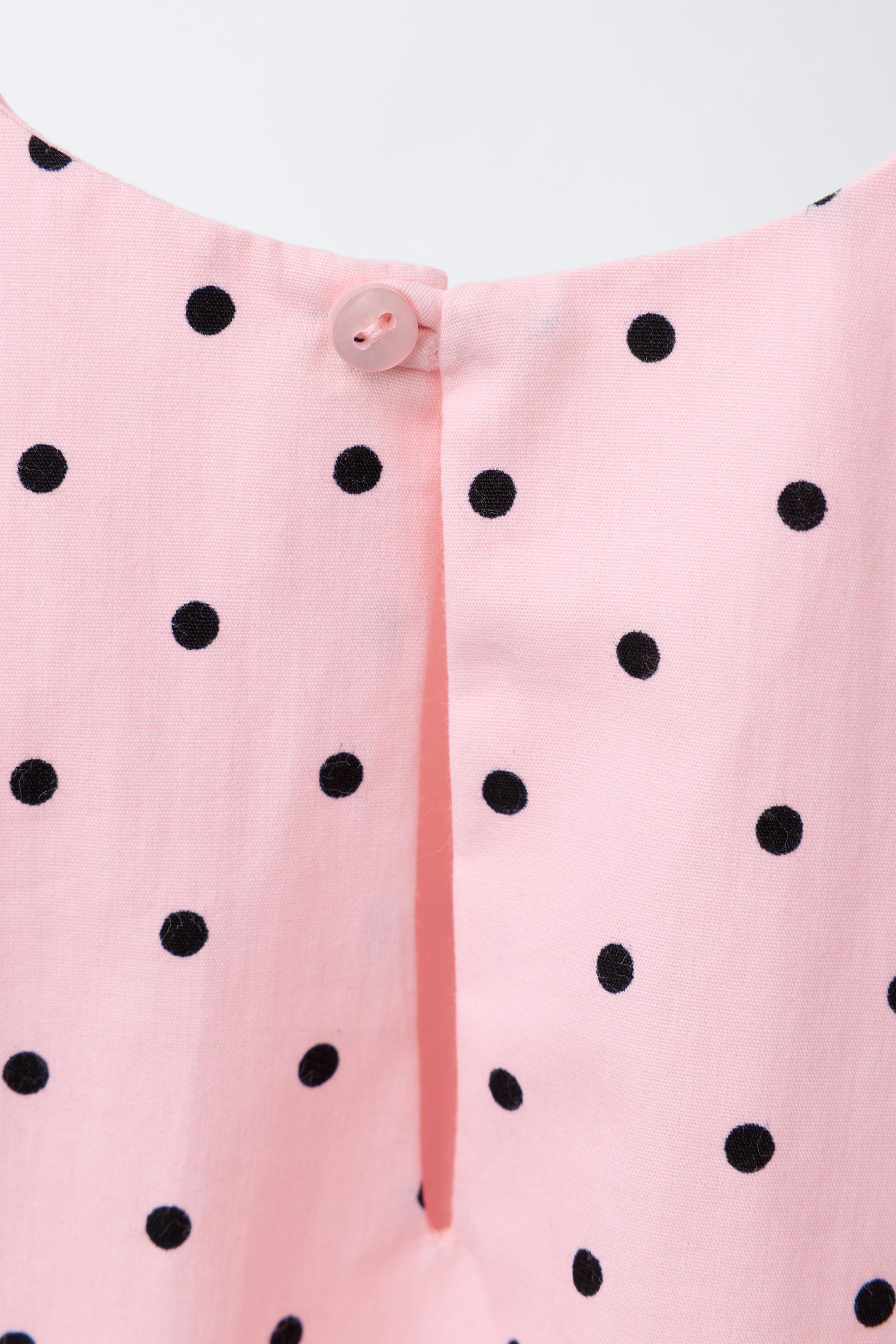 ドット柄プリント入りバルーン型トップス - ピンク | ZARA Japan