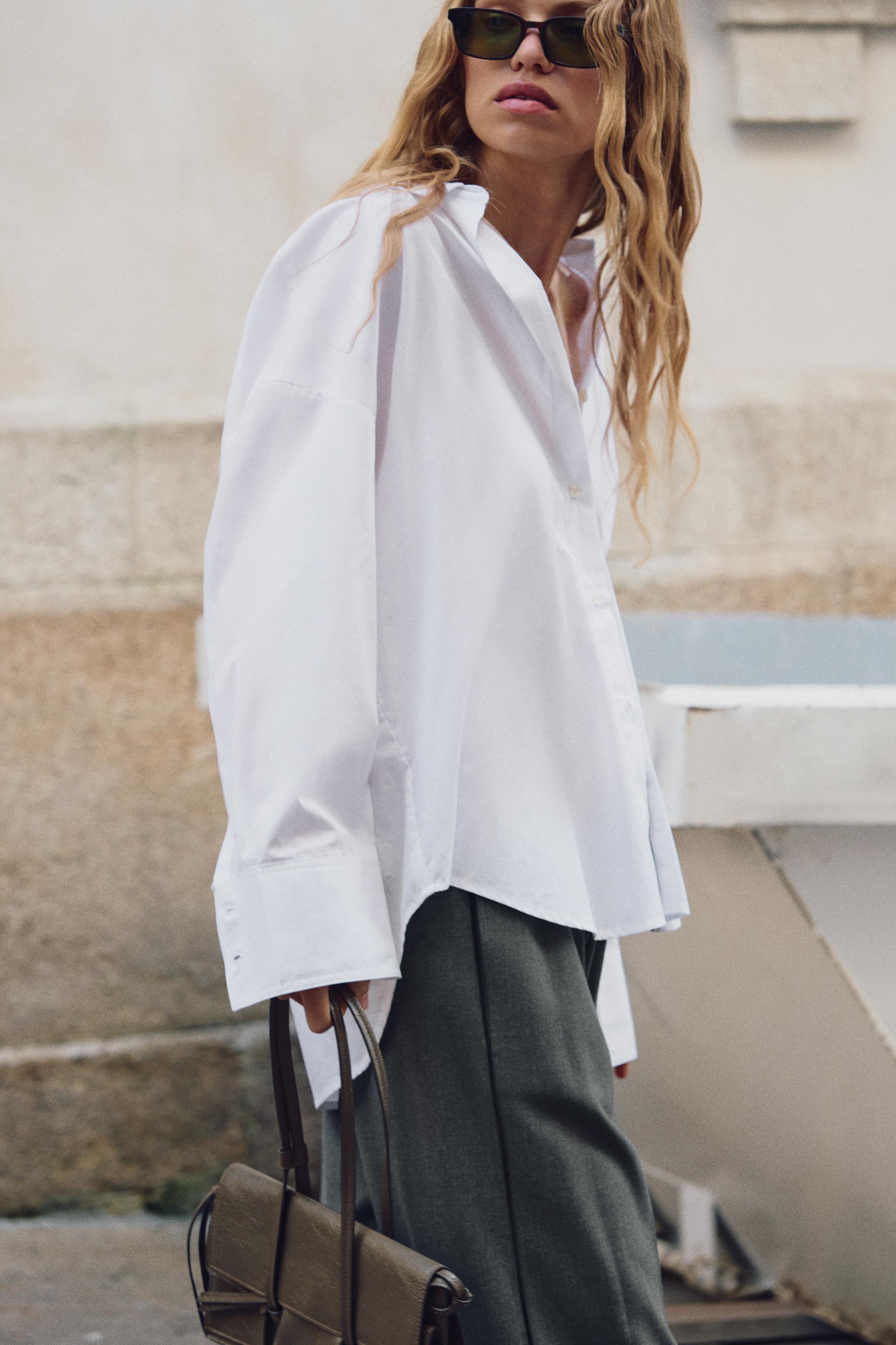 Zara Pantalon Cuero Blanco Mujer Cómo Combinar Falda Pantalon