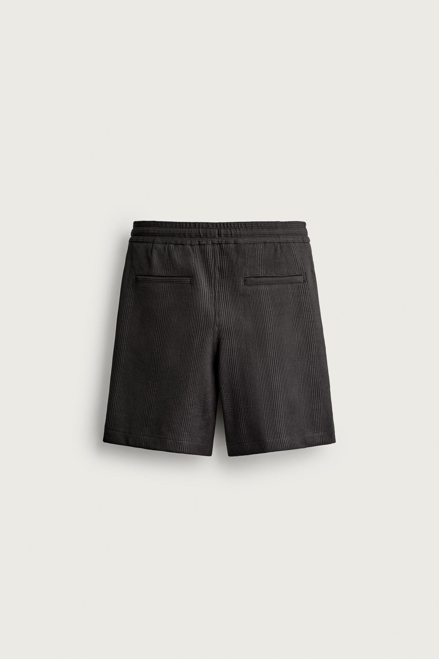 Мужские шорты Zara Textured Relaxed Fit, цвет: Угольный — фото 8
