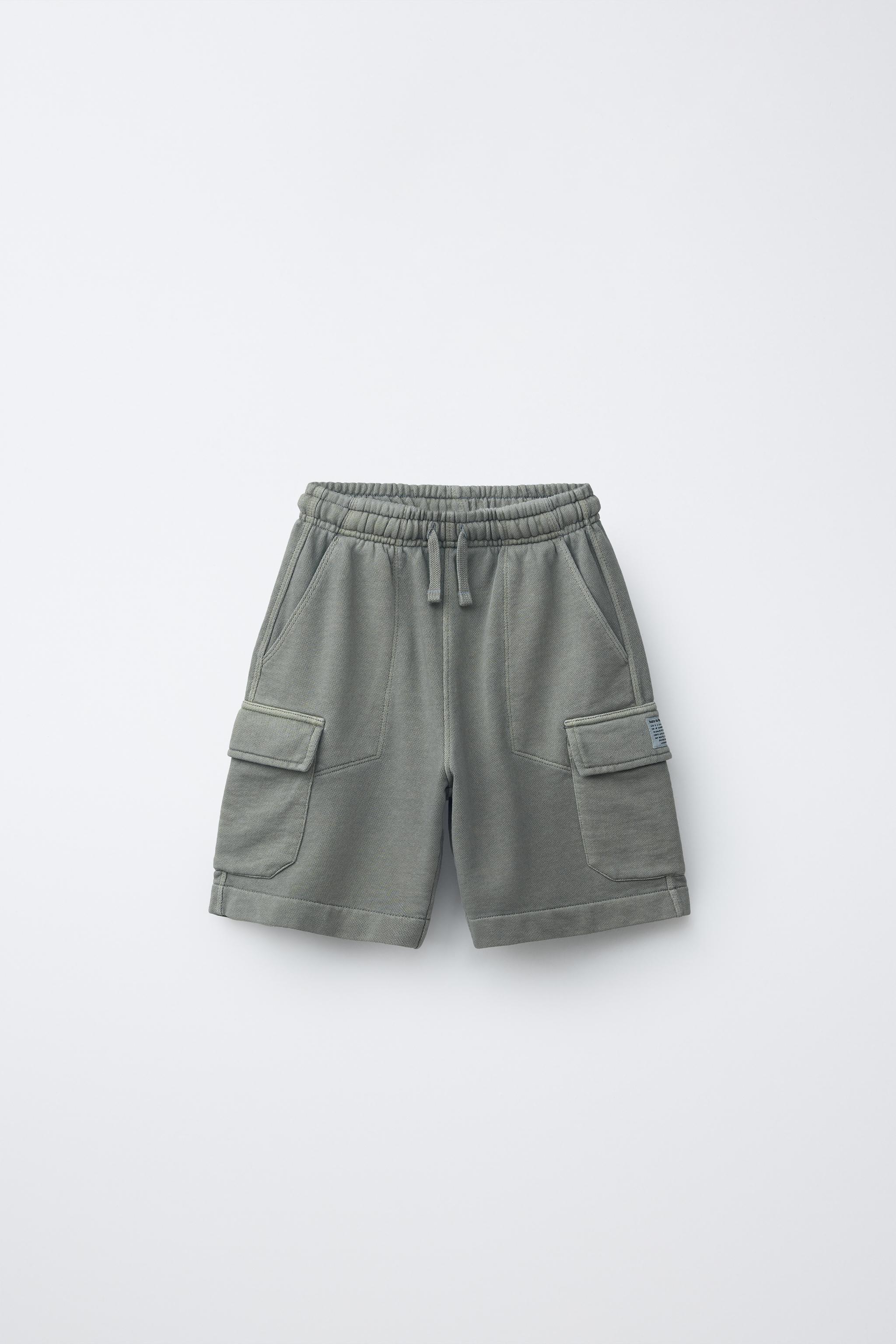 PLUSH CARGO BERMUDA SHORTS - washed green | ZARA Turkey