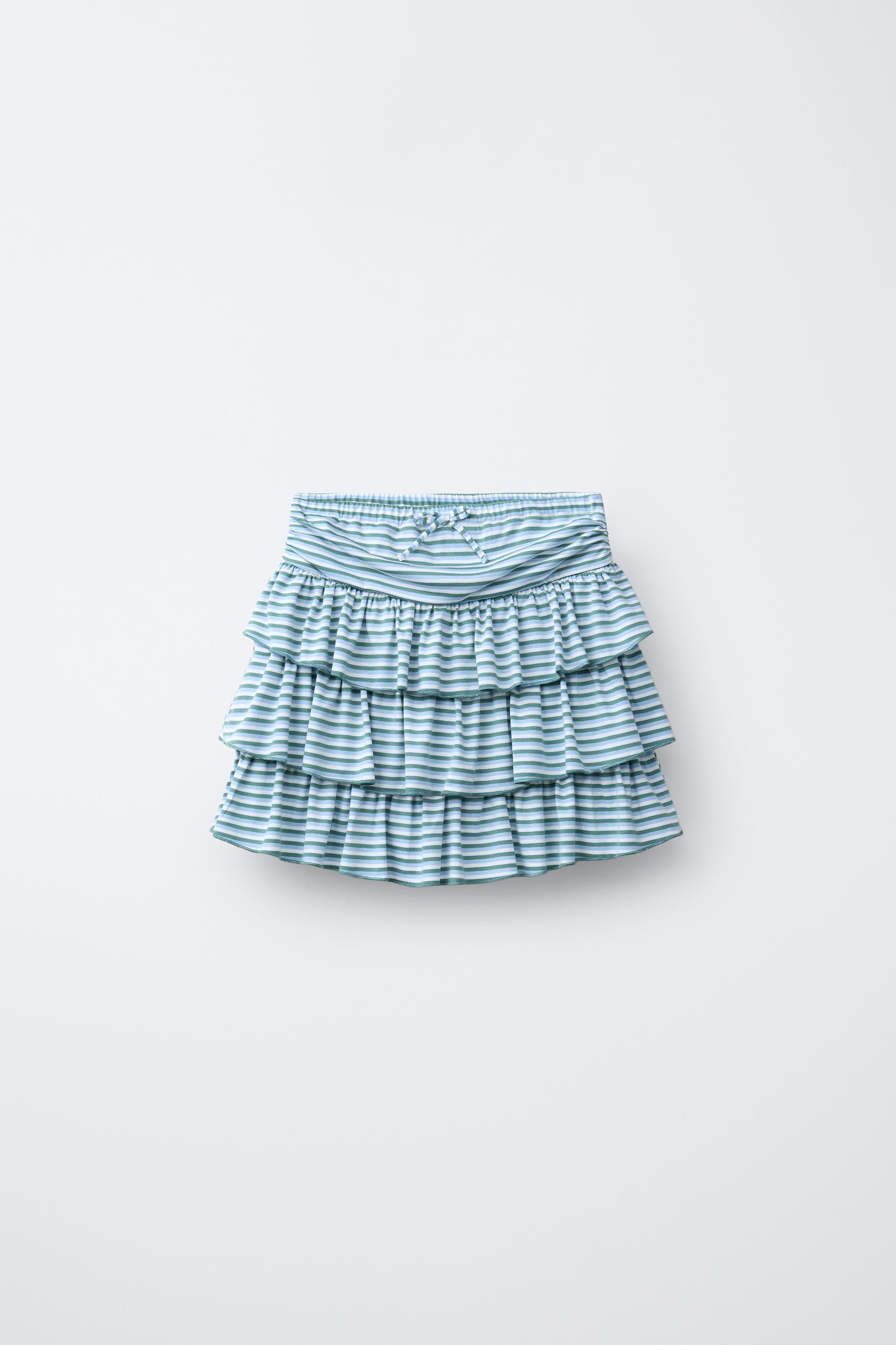 RUFFLED STRIPED SKIRT