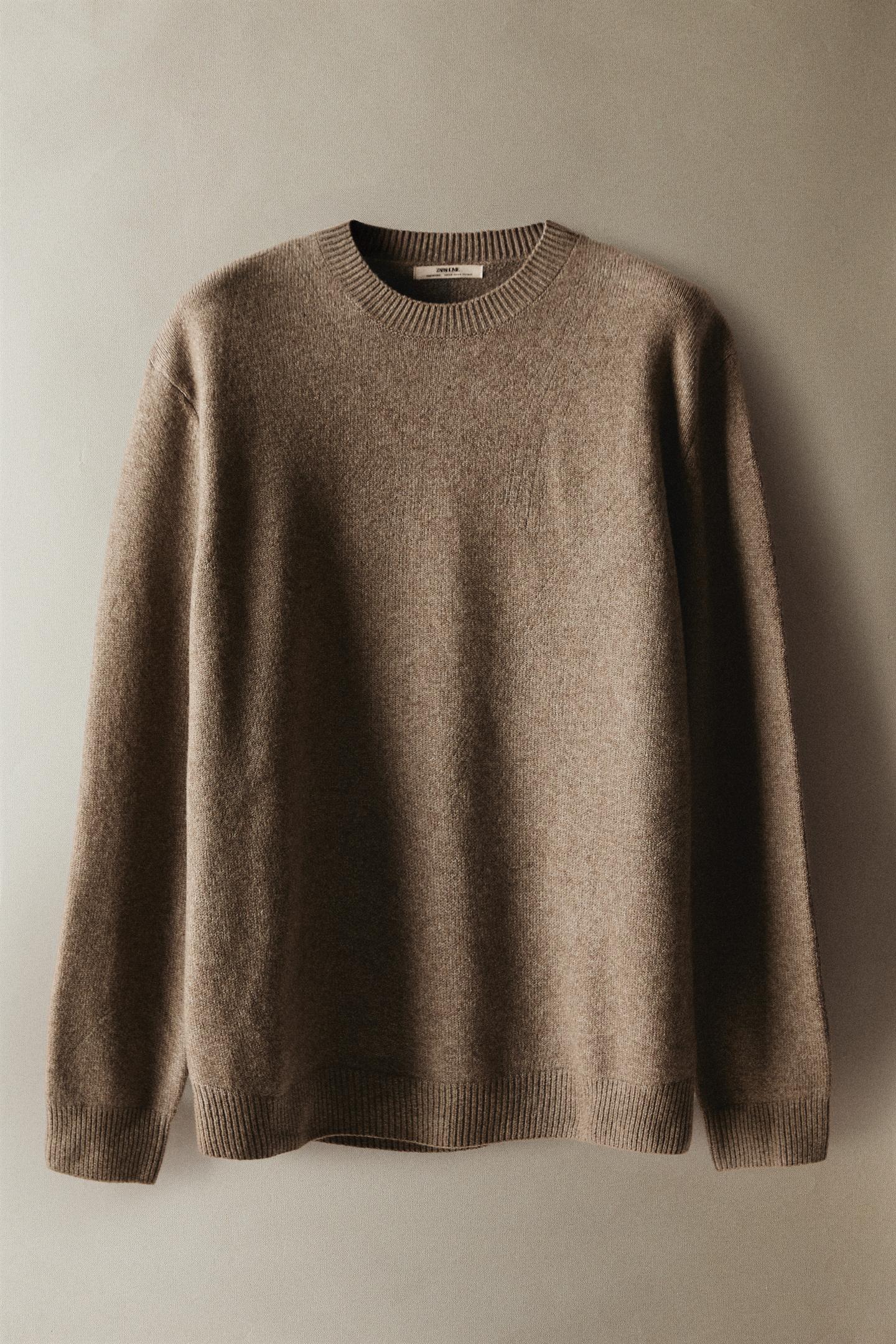 Женский свитер Zara Round Neck, цвет: Коричневый / Серо-коричневый — фото 5