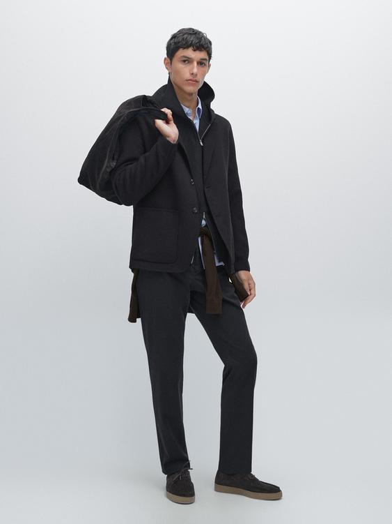 Slim fit textured trousers