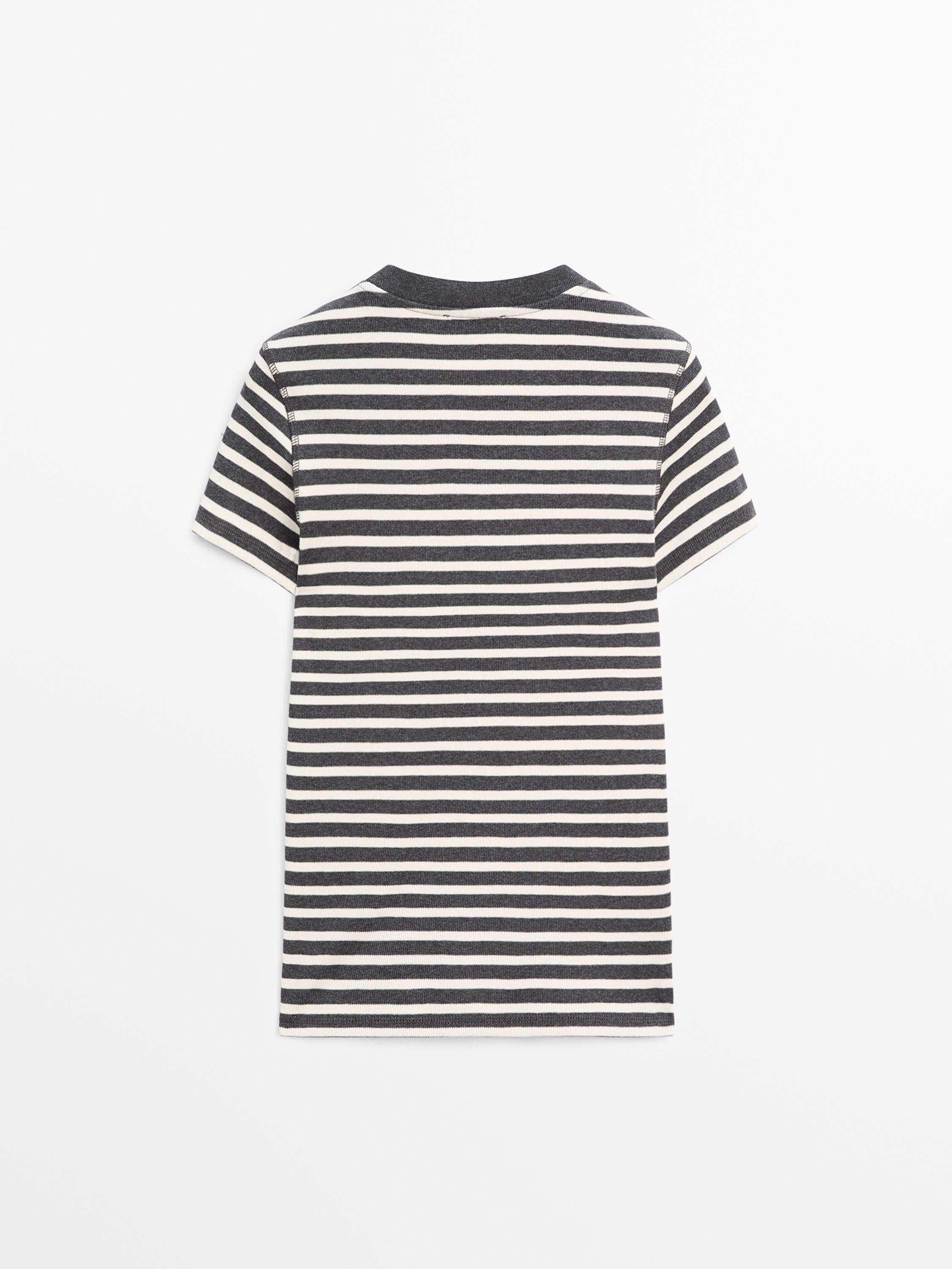 Striped short sleeve cotton T-shirt