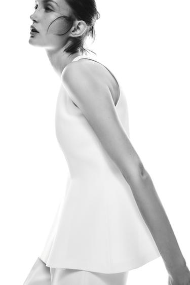 TOP HALTER PLIEGUES - Blanco roto de Zara
