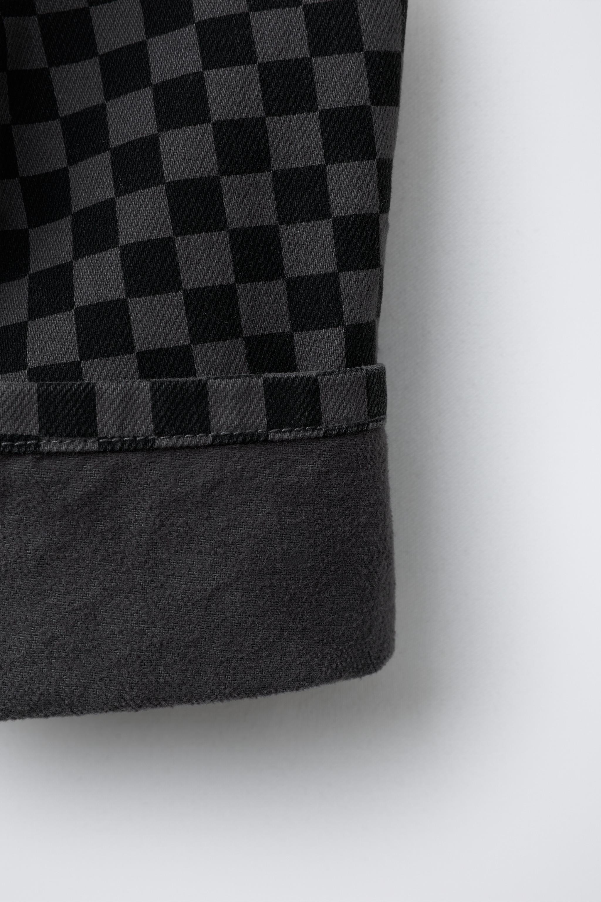 WARM CHECKERED BAGGY TWILL PANTS