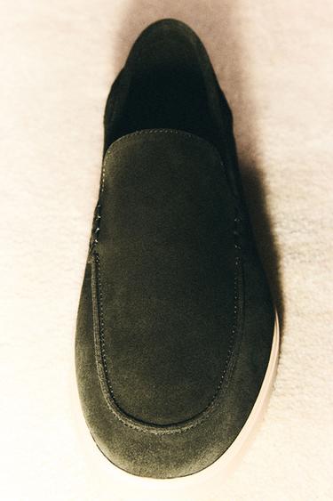 MOCASSINS EN CUIR CASUAL - Vert d'eau de Zara