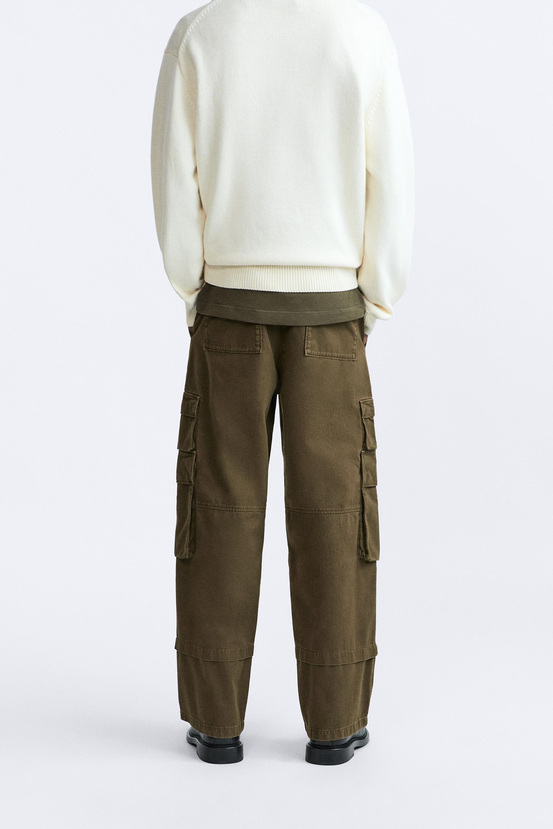 ZARA NEW MAN CARGO TROUSERS WITH UTILITY POCKETS PANT LIGHT TAN 5575/375 