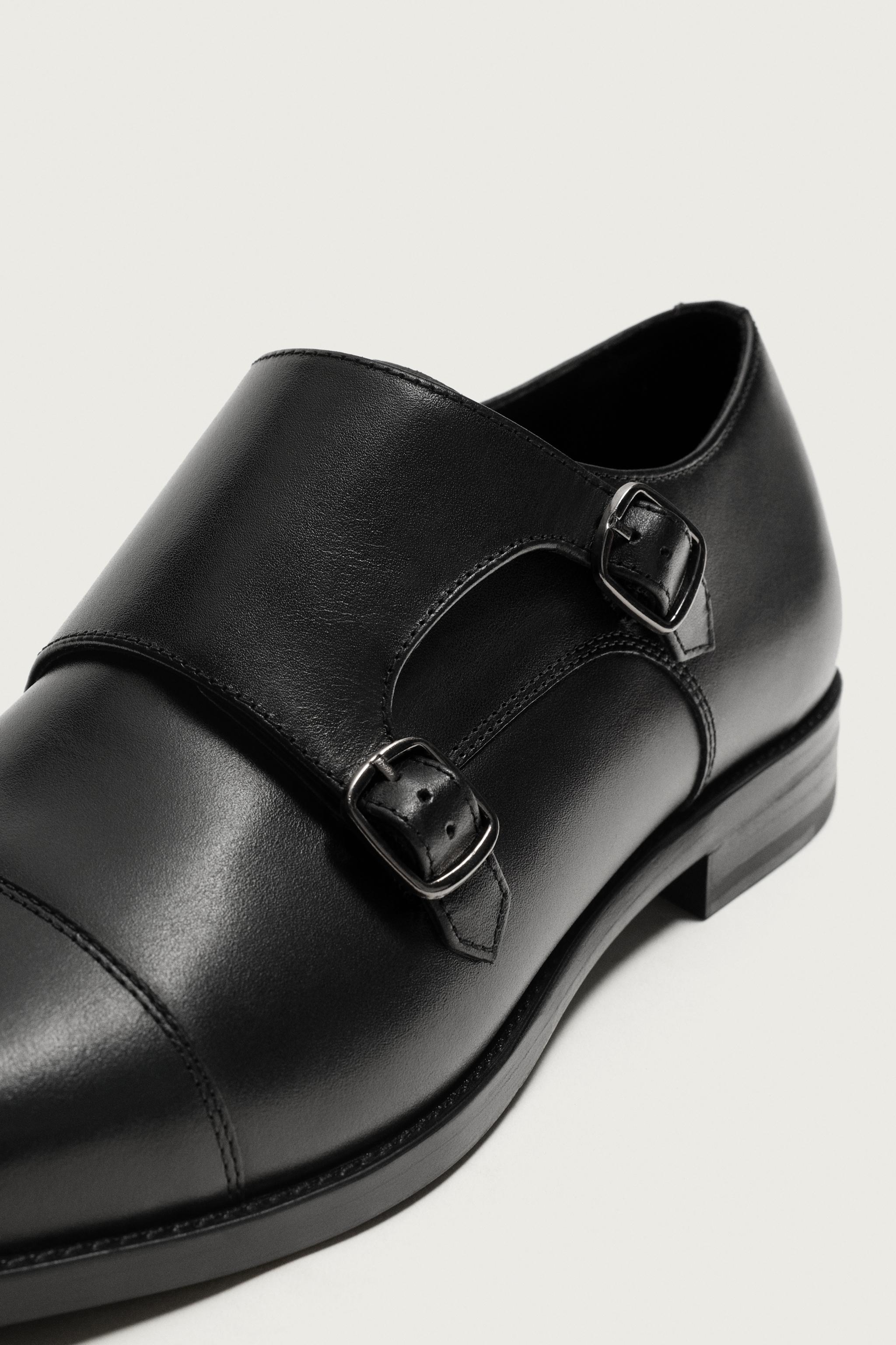 Обувь Zara DOUBLE BUCKLE LEATHER SHOES — фото 6
