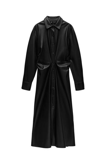 FAUX LEATHER MIDI DRESS
