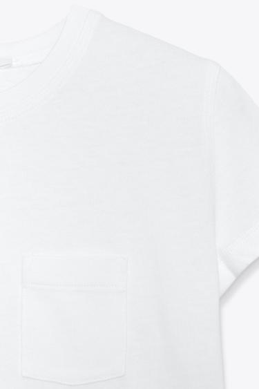 T-SHIRT DÉLAVÉ AVEC POCHE - Blanc de Zara - Image 8