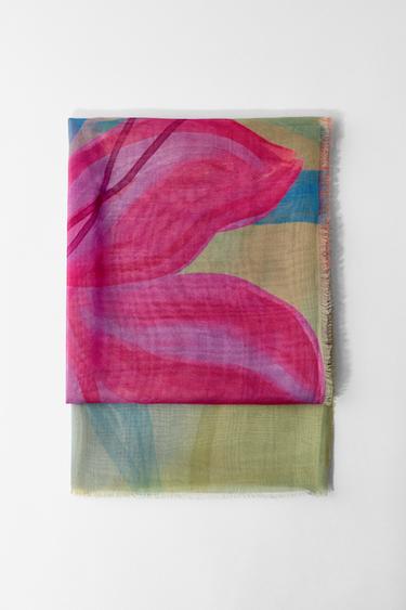 Zara MODAL PRINTED SCARF - Multicolored