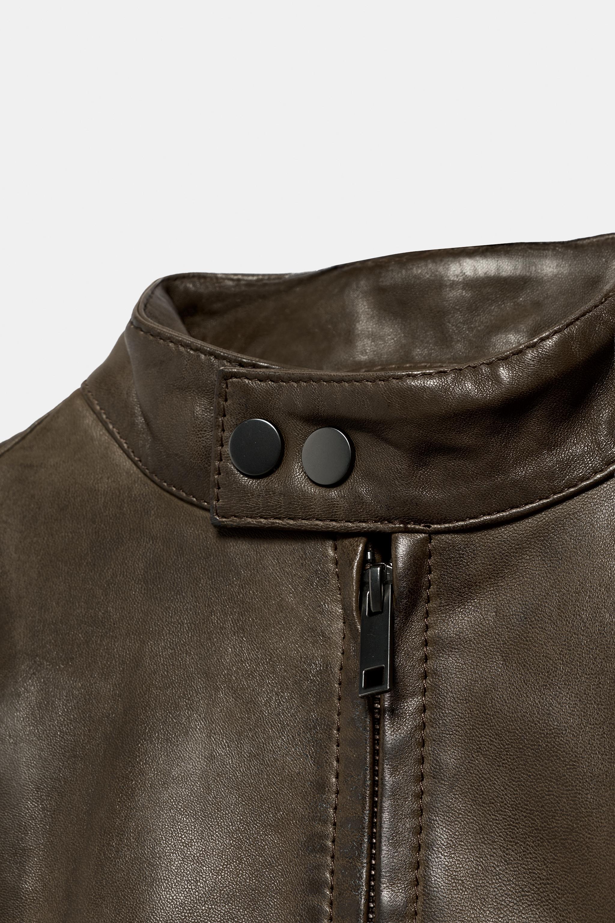 100% LEATHER ZIP-UP JACKET