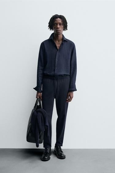 EASY CARE JOGGER WAIST TROUSERS - Blue by Zara