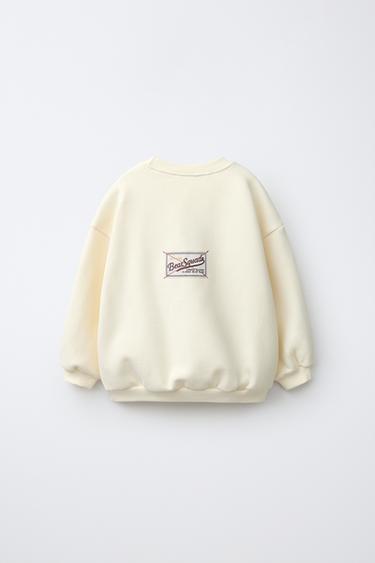 BEAR EMBROIDERED TEXT SWEATSHIRT — Ecru 2