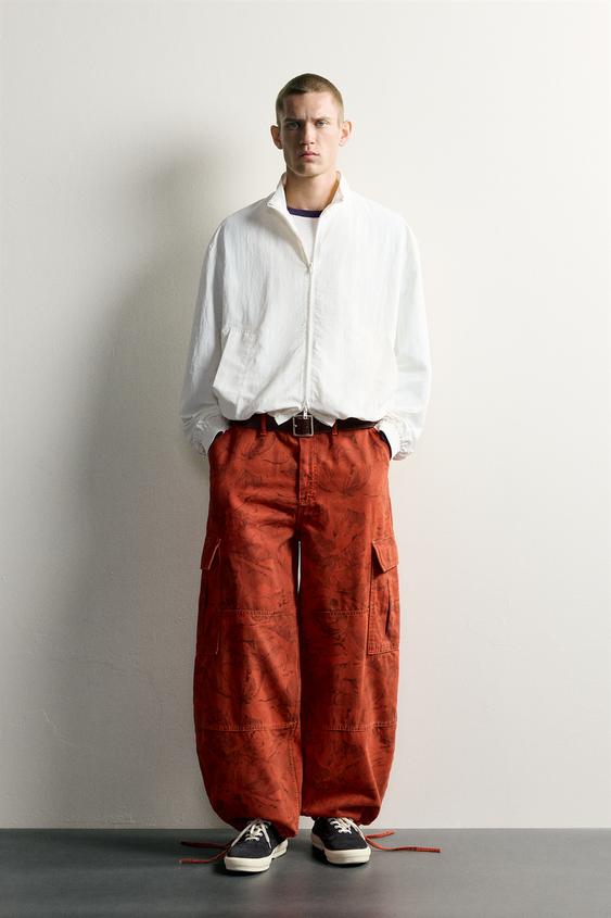 PANTALON CARGO BALLON À IMPRIMÉ ABSTRAIT - Orange de Zara - Image 0