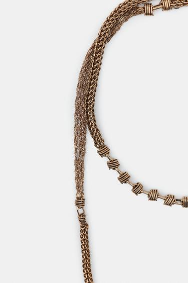 LONG DOUBLE-CHAIN NECKLACE - Golden by Zara - Image 2
