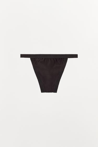 SILK BLEND BRIEFS WITH ELASTICATED TRIMS - Dark brown by Zara - Image 4