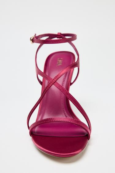 SANDALES À TALONS EFFET SATINÉ - Rose de Zara - Image 4