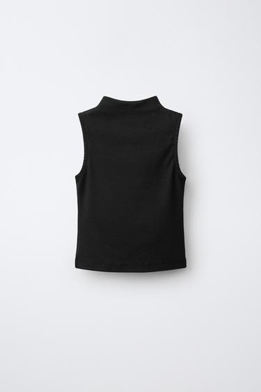 CAMISETA MANGA SISA ALGODÓN Y MODAL - Negro de Zara