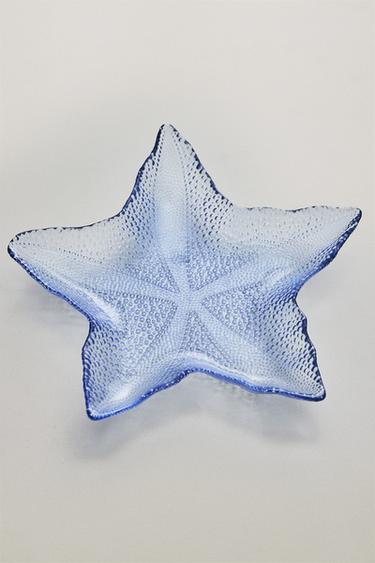 STAR GLASS SERVING DISH - Light blue by Zara