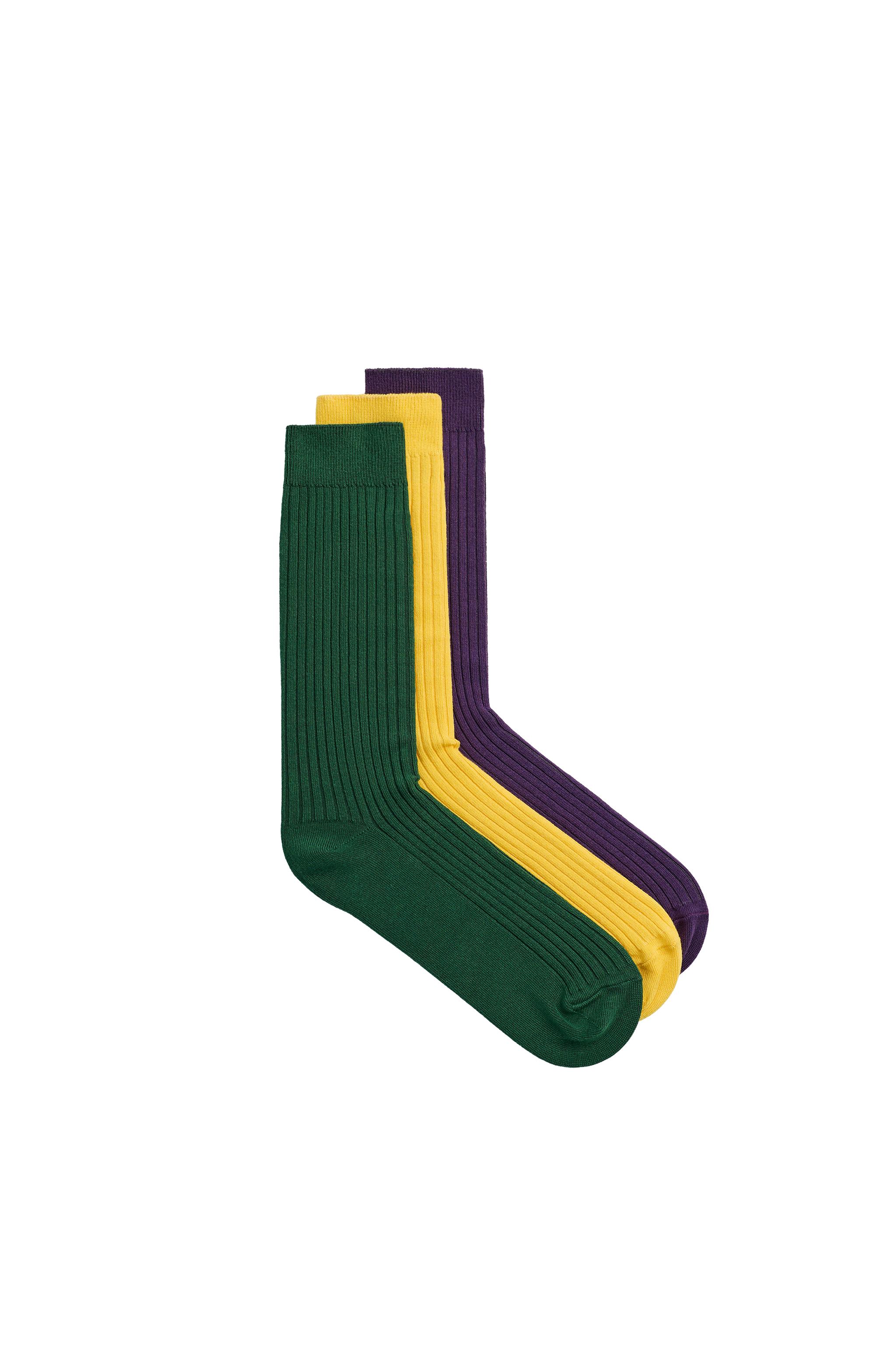 3-PACK OF CONTRAST RIBBED SOCKS
