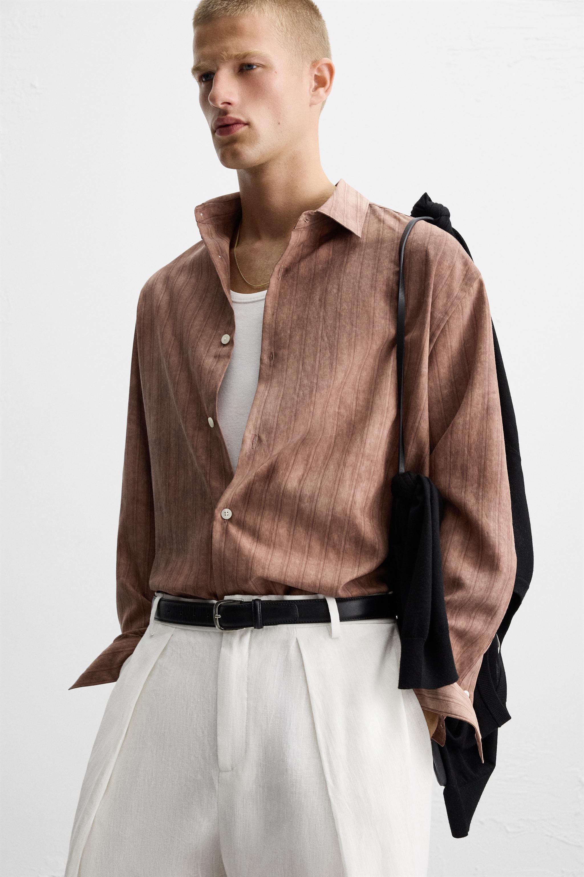 WASHED EFFECT STRIPED SHIRT - Earth | ZARA United States