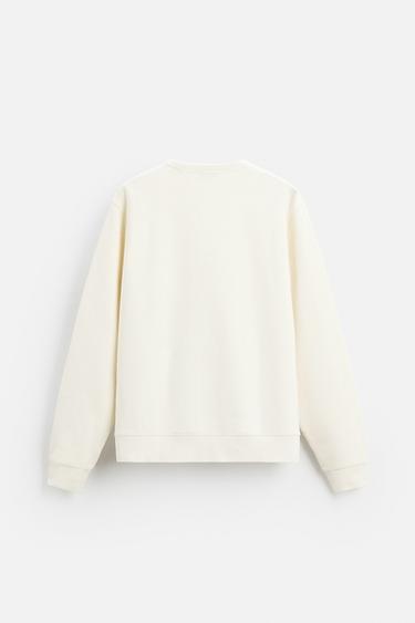BASIC CREW NECK SWEATSHIRT - Oyster-white by Zara - Image 5