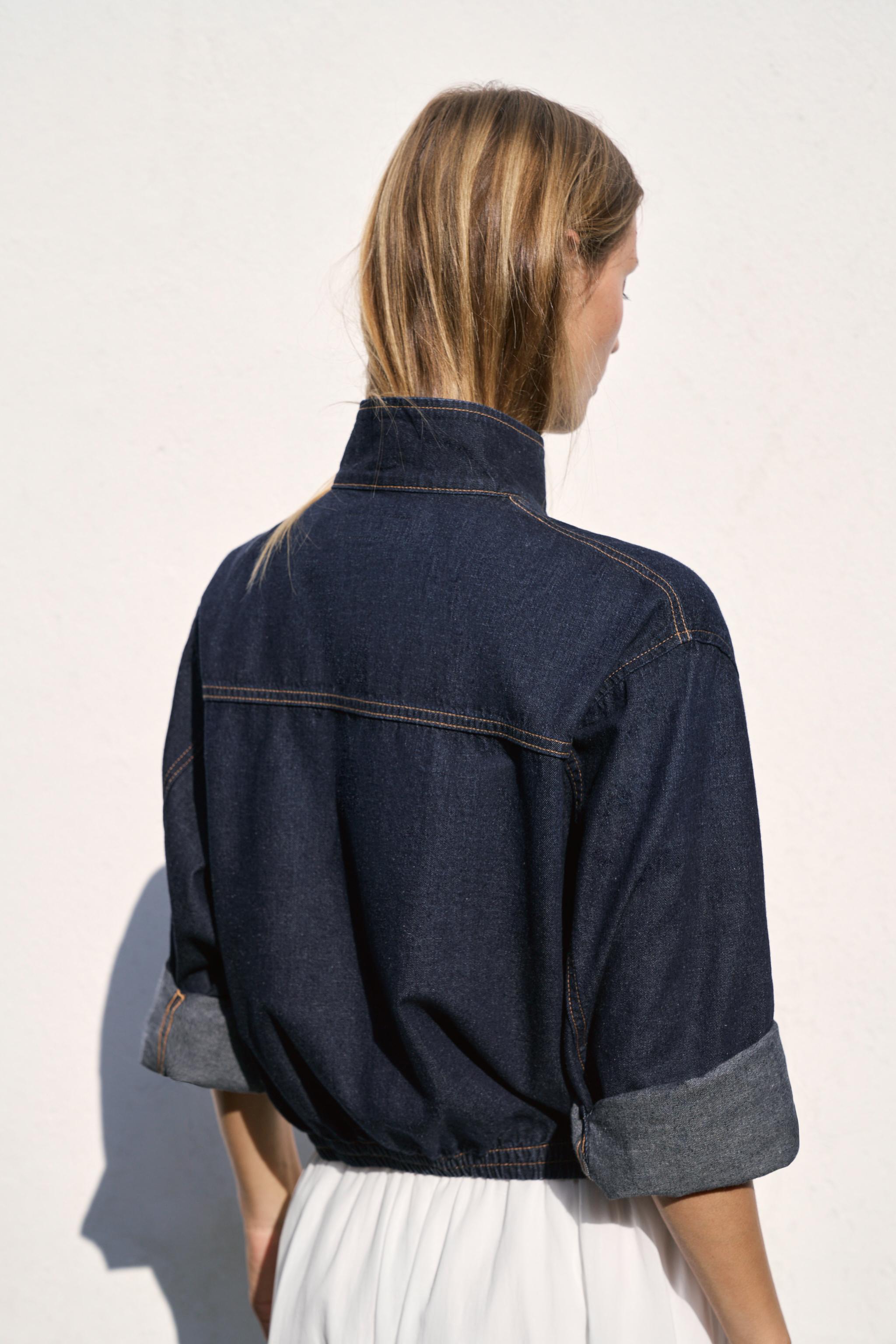 BLOUSON BOMBER EN DENIM Z1975 À COL MONTANT