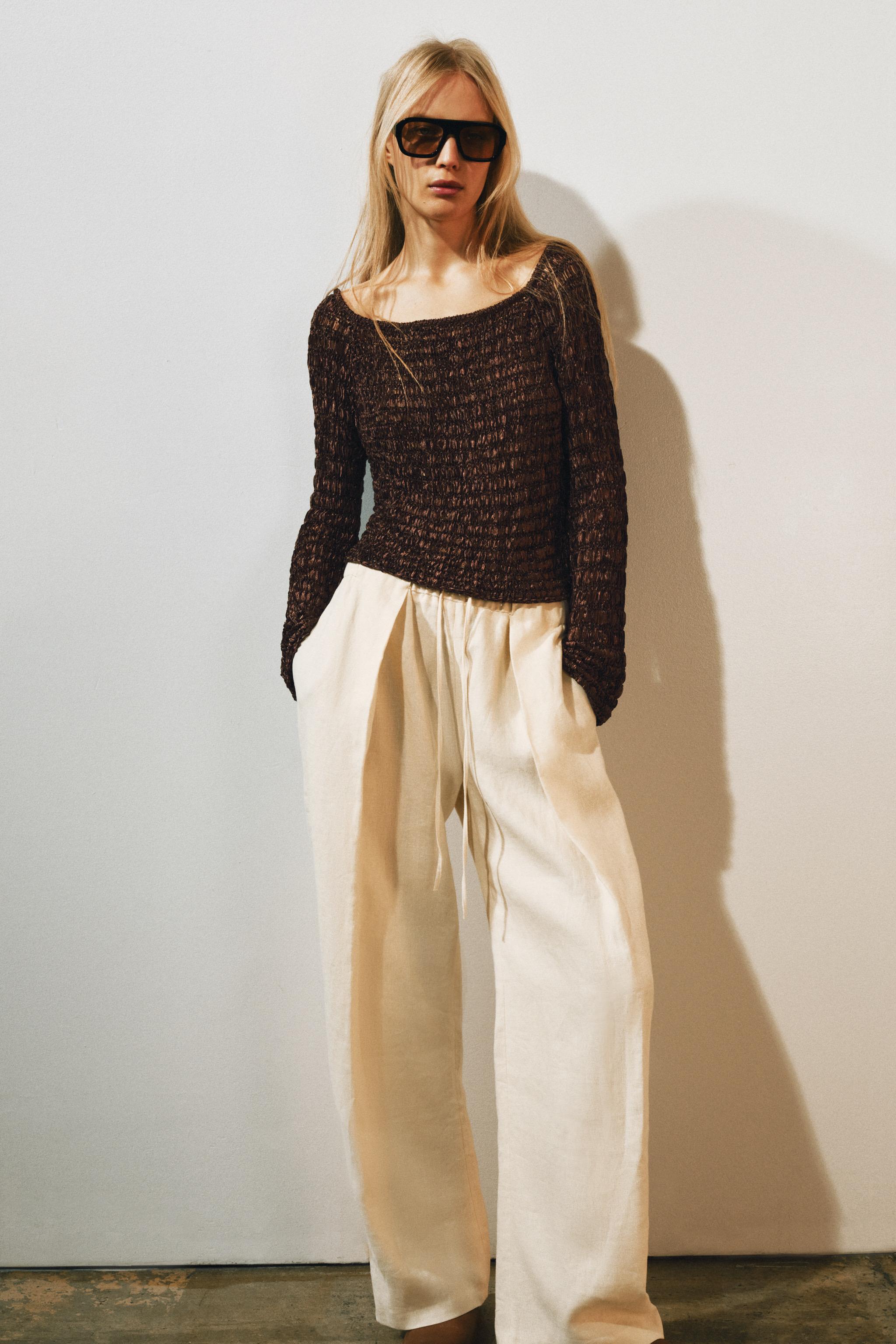 BOAT NECK KNIT JUMPER — Brown