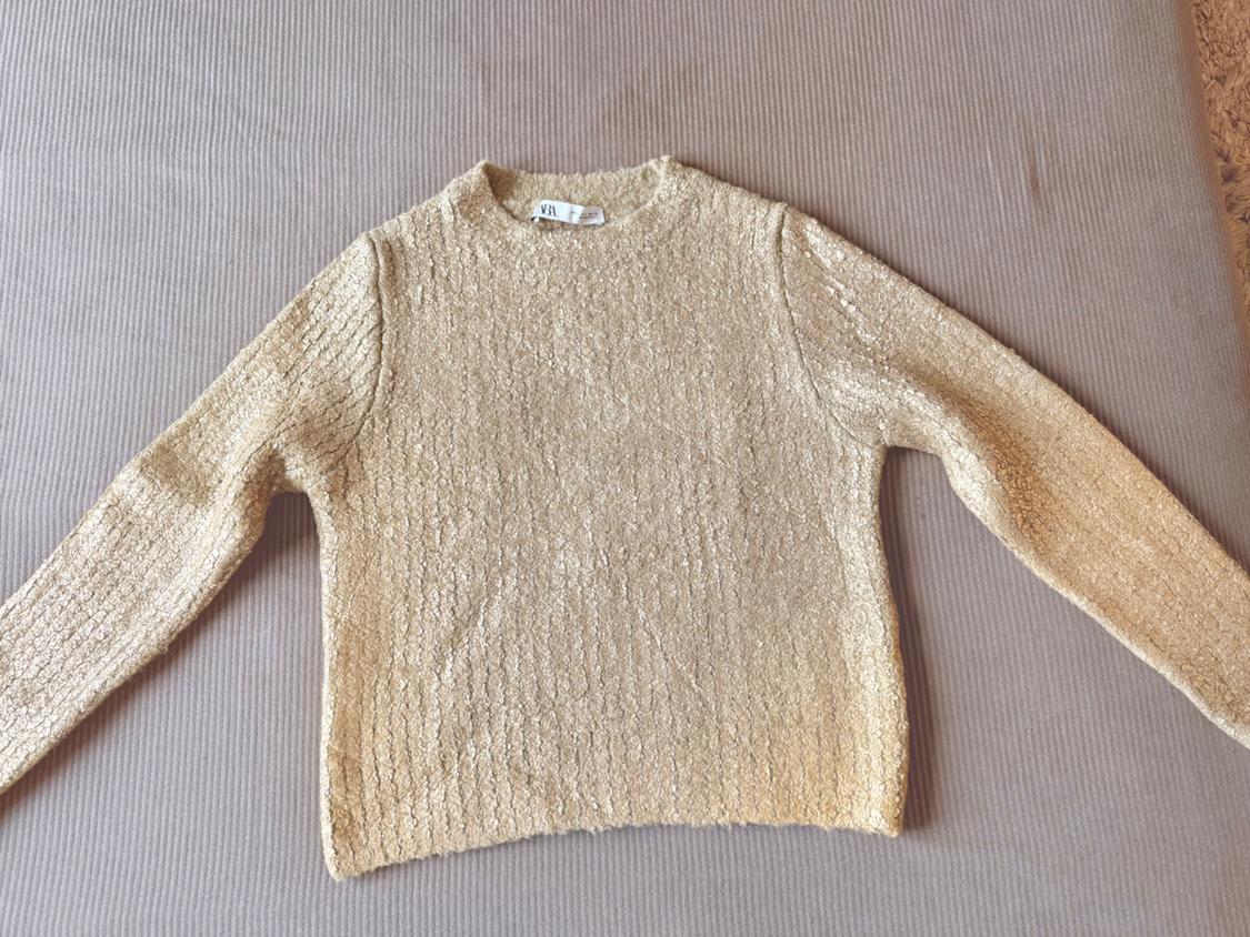 METALLIC CRACKLED KNIT SWEATER