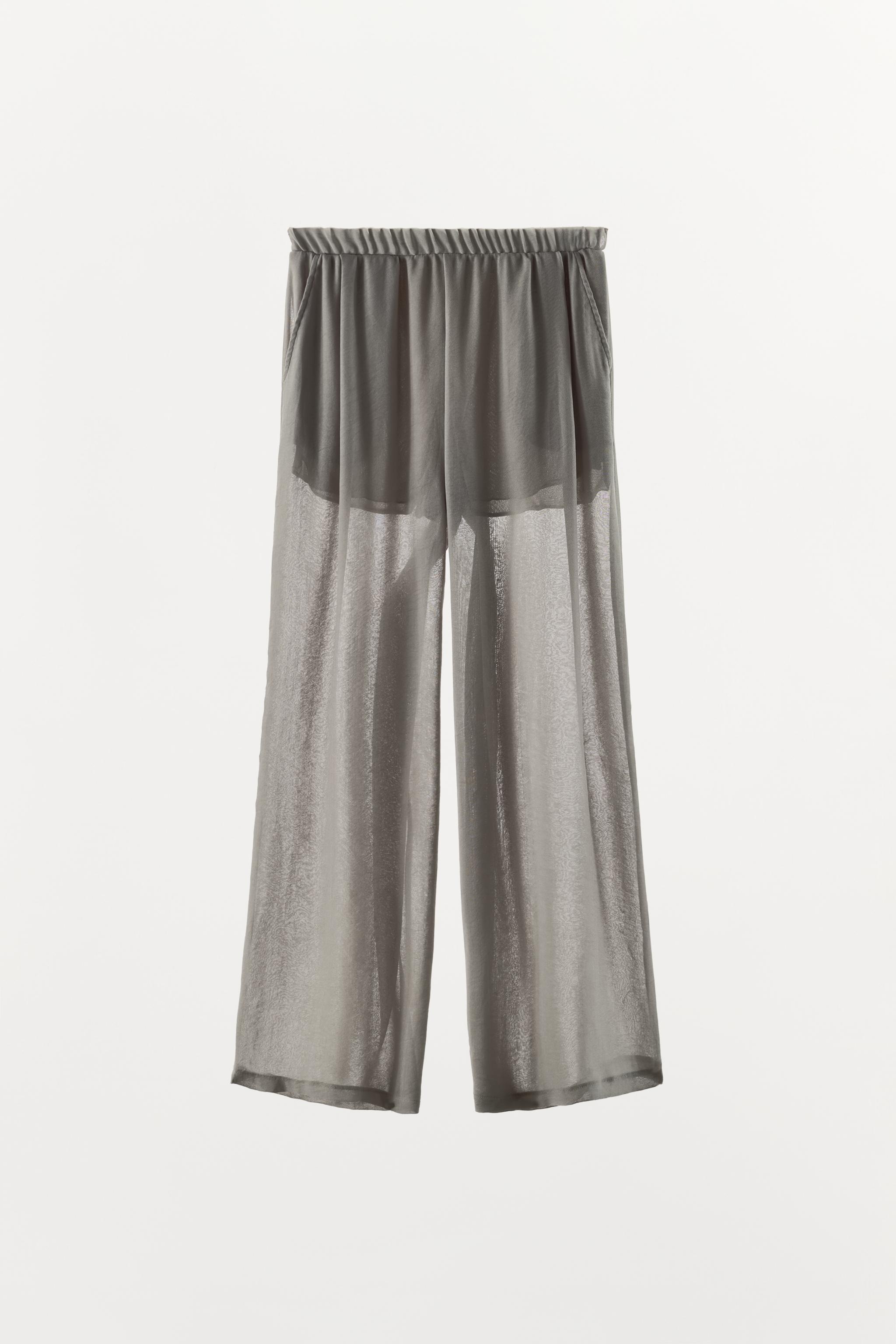 Zara YARI TRANSPARAN PALAZZO PANTOLON görsel 6